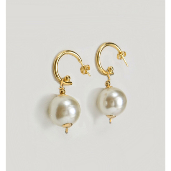Converter earrings 16 mm Pearl Dangle 2 in 1 Earrings 14K Gold Filled 1.60" Drop - Picture 7 of 10